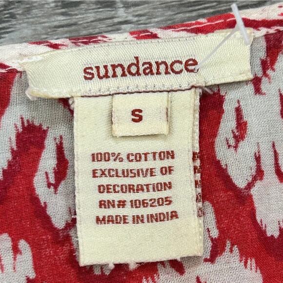 Sundance Red Embroidered Cotton Tunic Dress Ikat Print Boho Beach Coverup S - Picture 7 of 7